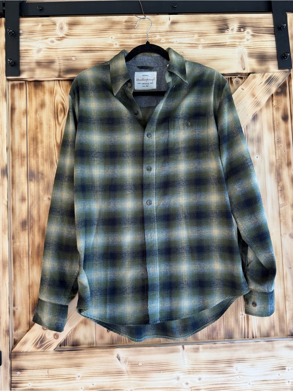 Weatherproof Green and Blue Plaid Button-Down Shirt